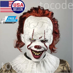 Costume cosplay Halloween Pagliaccio Spaventoso Pennywise Maschera Completa Stephen King's IT - Foto 1 di 8