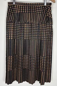 Vintage 90er Hahnentritt Karo Print Midi Rock 30" High Waist ACTUAL Plissee Preppy - Bild 1 von 5