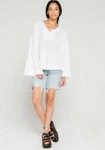 Free People Baja Babe Hooded Hacci Sweater size M Beach Festival Boho - Picture 1 of 8