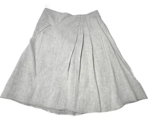 Gunex Skirt Linen Size 8 Hidden Zip Pleated Pocket Beige - Picture 1 of 8