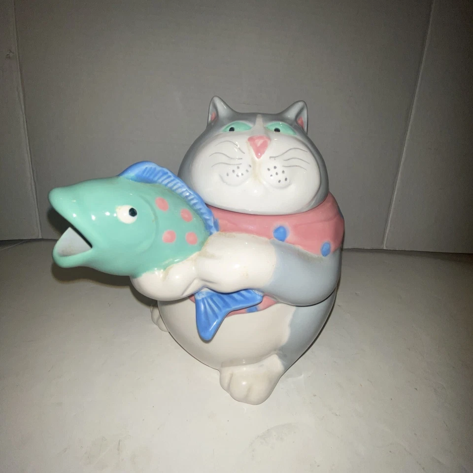 FITZ & FLOYD CAT 1987 de colección con figura de tetera de cerámica de pescado Foto 1 de 4