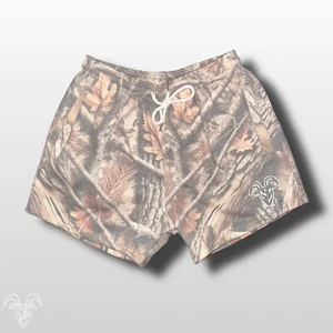 Hunter Camo Design - 5 in Inseam Cotton Shorts - Zipper Pockets- Goat Strength - Picture 1 of 5