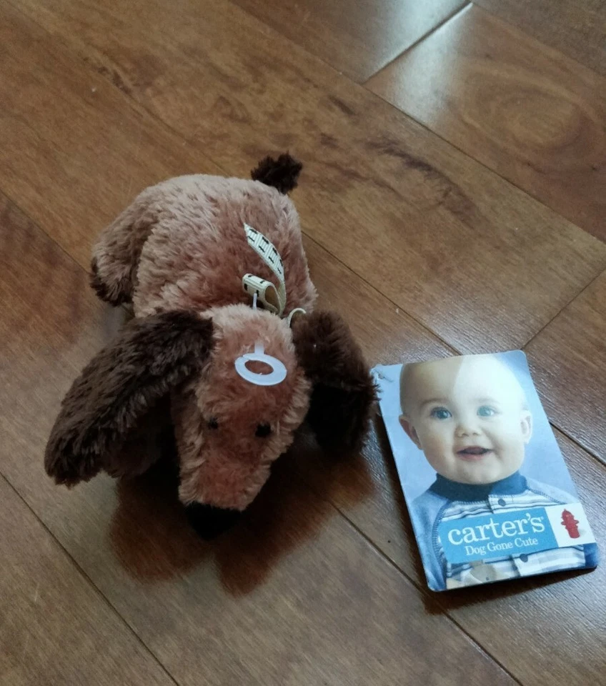 Carter's Dog Gone Lindo Marrón Cachorro Perro Peluche Sonajero NUEVO NUEVO CON ETIQUETAS Foto 1 de 1