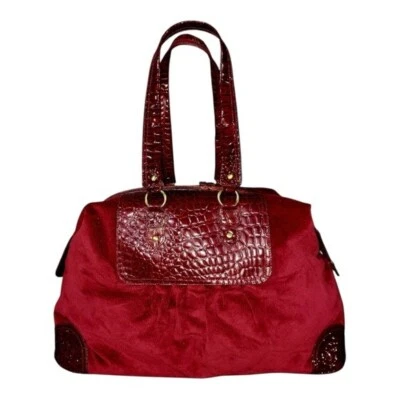 Weekend BAG Burgundy Red Velvet Leather Tote Bag Shoulder Bag New Without Tag - Image 1 of 4
