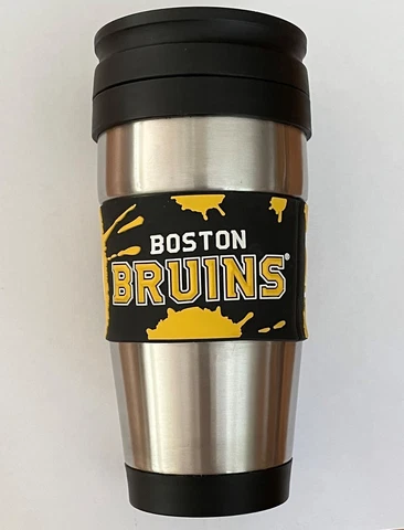 NHL Boston Bruins Stainless Steel Travel Coffee Mug Cup Tumbler 16 oz Hockey Cover