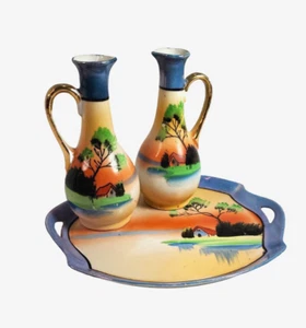Vintage Lusterware Cruet / Condiment Set (Made in Japan) 3 Piece - Picture 1 of 10