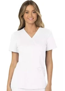 NEW Cherokee Womens Workwear Scrubs Modern White Classic V-Neck Top Small - Picture 1 of 7
