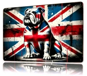 Insegna da parete decorativa in metallo Bulldog britannico Bulldog inglese  - Foto 1 di 3