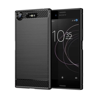 Funda de teléfono TPU de fibra de carbono con textura cepillada para Sony Xperia XZ1 (Negra) Foto 1 de 4