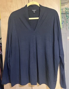 Women’s TALBOTS PETITES BLACK LONG SLEEVE TOP Size 3XP SOFT RAYON BLEND Shirt - Picture 1 of 3