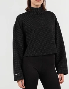 Nike Tech Pack Fleece Sweatshirt Oversized Crop Loose Black Cream Dot Medium - Bild 1 von 12