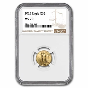 2025 1/10 oz American Gold Eagle MS-70 NGC - Picture 1 of 3