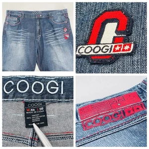 Vintage Coogi Jeans Herren 48x36 Blau Y2K Baggy Denim Stickerei Patches Hip Hop - Bild 1 von 16