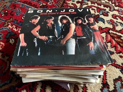 50 45 RPM RECORDS ROCK & ROLL HARD ROCK HAIR BAND 70S-90S BON JOVI - Image 1 of 4