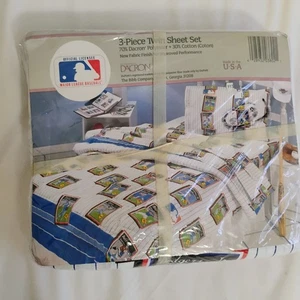 Vintage MLB Baseball 3 Piece Twin Sheet Bed Set Dream Styles ALL STARS New - Picture 1 of 8