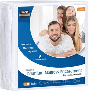 Premium Waterproof Bed Bug Mattress Cover, Twin Zippered Mattress Protector, ... - Picture 1 of 8