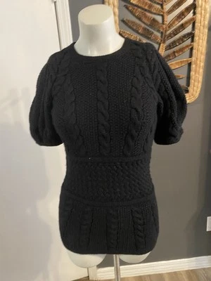 Suéter Peplum Tejido Cable 100% Cachemira Vintage Oscar De La Renta Talla L Foto 1 de 4