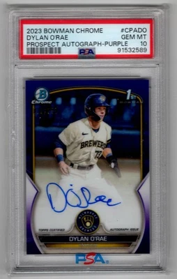 2023 Bowman Chrome Prospect Autographs Purple Refractor Dylan O'Rae Auto 22/250 - Image 1 of 2