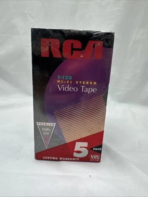 5 Pack RCA T-120 Hi Fi Blank VHS Tapes 6 Hour Stereo Video Cassette SEALED - Image 1 of 4