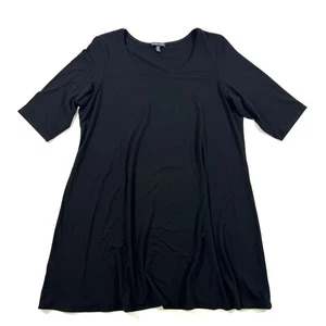 Eileen Fisher Jersey Viskose U-Ausschnitt Tunika Shirt schwarz Gr. XL - Bild 1 von 6