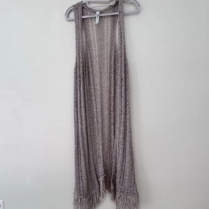 Bethanny Mota gilet all'uncinetto taglia XL beige nappe spolverino - Foto 1 di 6