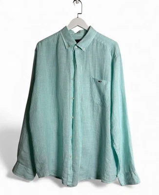 Vineyard Vines Linen Shirt Men XLarge Mint Green Classic Fit Tucker Button Down - Image 1 of 4