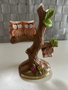 Statuina Vintage Kitsch Famiglia Gufi "Nessuno è perfetto" Resina Dipinta 5x3" Usato in ottime condizioni - Foto 1 di 7