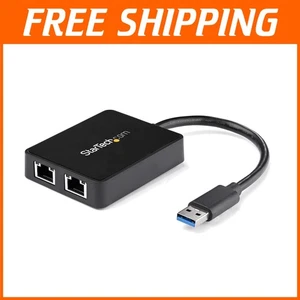 Compact USB 3.0 Dual Port Gigabit LAN Network Adapter for Efficient Connectivity - Picture 1 of 11