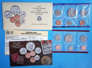 1990 United States Mint Uncirculated Coin Set with P&D Mint Marks 10-Coins OGP - Picture 1 of 5
