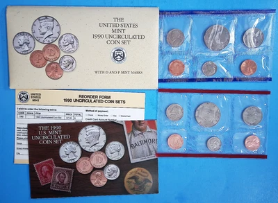 1990 United States Mint Uncirculated Coin Set with P&D Mint Marks 10-Coins OGP - Image 1 of 4