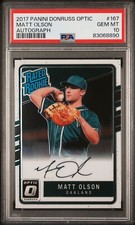 2017 Panini Donruss Optic - Rated Rookies Base Autographs #167 Matt Olson PSA 10