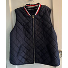 Womens Tommy Hilfiger Quilted Vest Navy Blue Striped Collar, Size XXL