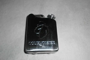 Courvoisier Cognac Napoleon Stainless Steel Embossed 4 oz Flask with Screw Top - Picture 1 of 4