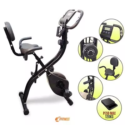 CYCLETTE PIEGHEVOLE RICHIUDIBILE SCHIENALE FASCE ELASTICHE SENSORE CARDIO BIKE - Immagine 1 di 4