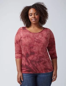 Camicia nuova con etichette LANE BRYANT CRAVATTA BACK STRIPE VINTAGE ROSE 10/12 più maglietta top - Foto 1 di 4