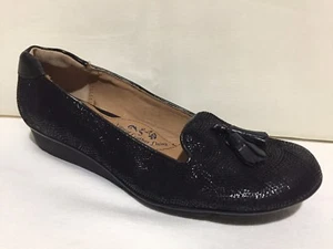 SOFFT SCHWARZE VELOURSLEDER-SLIPPER QUASTE FLACHE KEILABSATZ HALBSCHUHE DAMENGRÖSSE 7 M - Bild 1 von 9