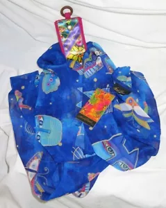2016 Laurel Burch Kitty Cat & Butterfly Rayon Infinity Scarf Hanger Retired NWT - Picture 1 of 5