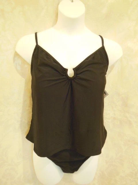 Traje de baño negro talla 24W 2 piezas Tankini FORMAS DE ORILLA traje de baño control de figura nuevo Foto 1 de 3