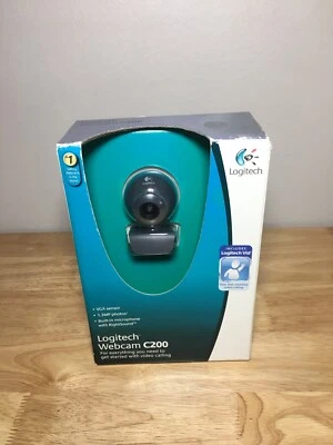 SEALED Logitech Webcam C200 W/ Built In Microphone & Logitech Vid BRAND NEW - Image 1 of 4