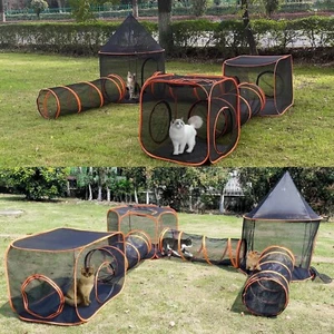6 en 1 Exterior Grande Portátil Mascota Gato Parque Infantil Tienda de Juego Túnel Casa Recintos - Imagen 1 de 49