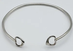 Tiffany & Co. Double Heart Open Cuff Bracelet Sterling Silver 925 8 Inch Sizable - Picture 1 of 10
