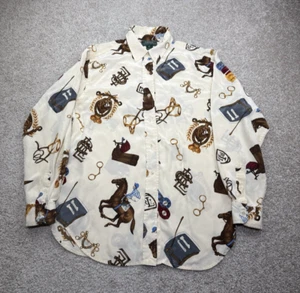 Ralph Lauren 100 Seide Bluse Reitsport Pferderennen Show Jockey Gr. 12 Vintage - Bild 1 von 11