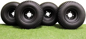 8" MATTE BLACK STEEL GOLF CART WHEELS AND 18X8.50-8 TURF 4 PLY TIRES (SET OF 4) - Picture 1 of 5