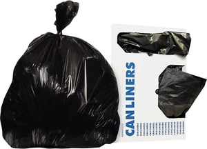 Can Liners Trash Bag Low-Density Waste 55 Gal. 1.50 Mil 36" x 58" Black 100/Box - Picture 1 of 6