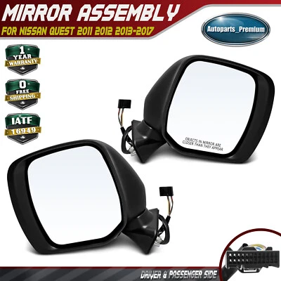 2x Power Mirror with Signal Light Manual Fold Heated for Nissan Quest 2011-2017 - Image 1 of 4