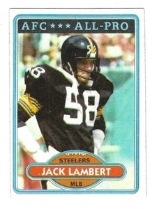 Jack Lambert 1980 TOPPS NFL FOOTBALL ORIGINAL CARD #280 Steelers ALL-PRO / HOF - Picture 1 of 2