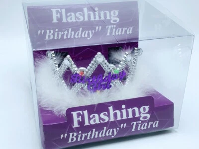 Birthday Girl Flashing Tiara Silver Crown Princess Party Favor Light Up Purple - Image 1 of 4