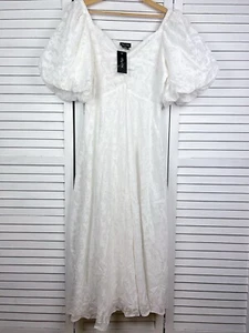 City Chic White Midi Dress Puff Sleeve Peep Hole Cocktail Party Event BNWT! 12 - Picture 1 of 10