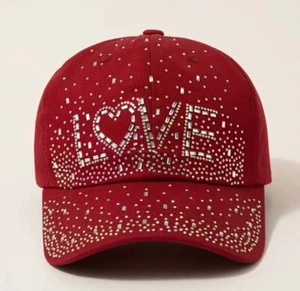 Gorra Bling Burgandy Love estrás sombrero ¡NUEVA!! - Imagen 1 de 3
