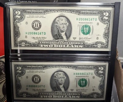 2003 $2 Double Lucky Money Note Set 8888 & 2008 - Image 1 of 4